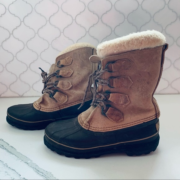 Sorel Alpine 'Vintage Caribou' Black & Tan Boots Size 4 - Picture 3 of 9